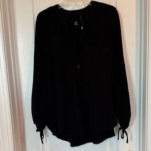 NWT - Aerie Black Button-Down Shirt - Size XXS - oversized